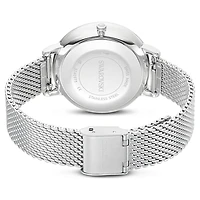 Clarica watch, Swiss Made, Metal bracelet, Silver tone, Stainless steel by SWAROVSKI