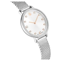 Clarica watch, Swiss Made, Metal bracelet, Silver tone, Stainless steel by SWAROVSKI
