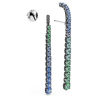 Matrix drop earrings, Gradient of round cuts, Multicoloured, Ruthenium plated by SWAROVSKI