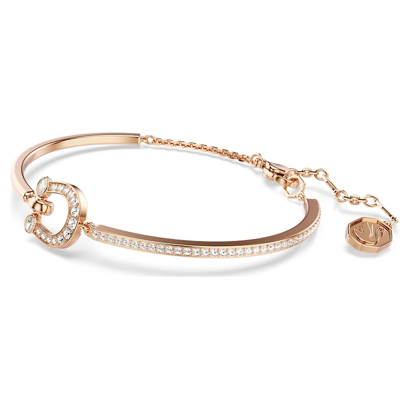 Symbolica bangle, Pavé, Horseshoe, White, Rose gold-tone plated by SWAROVSKI