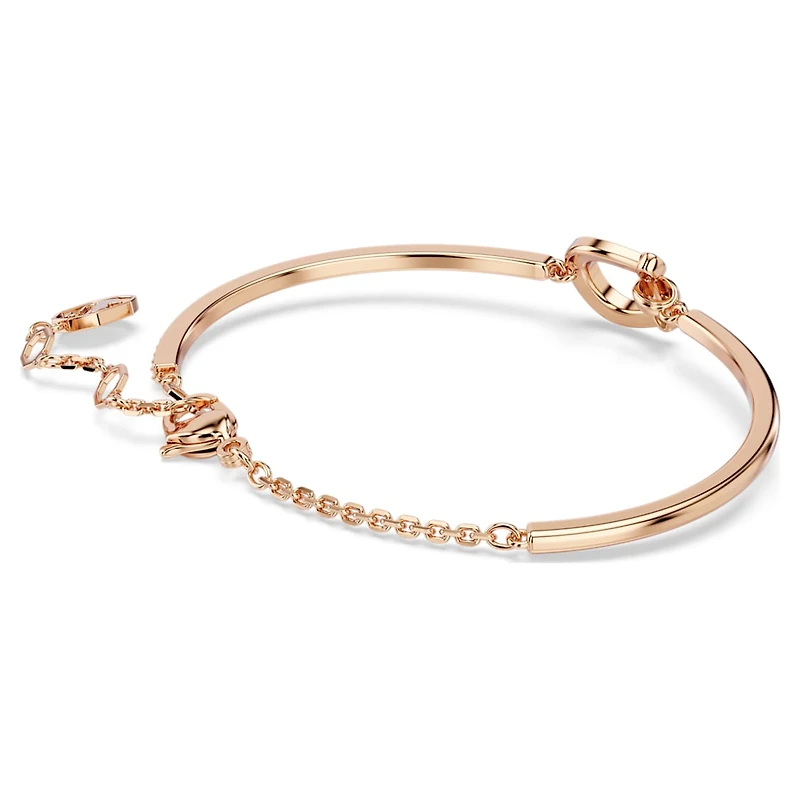 Symbolica bangle, Pavé, Horseshoe, White, Rose gold-tone plated by SWAROVSKI