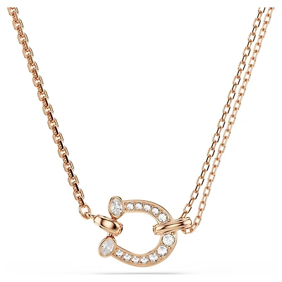 Symbolica pendant, Pavé, Horse shoe, White, Rose gold-tone plated by SWAROVSKI