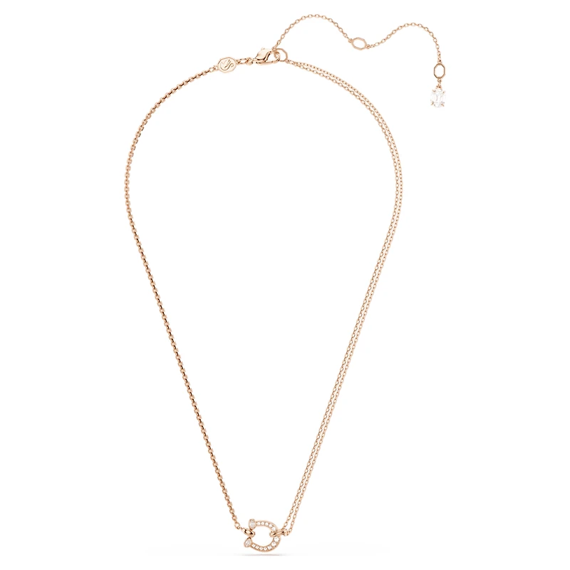Symbolica pendant, Pavé, Horseshoe, White, Rose gold-tone plated by SWAROVSKI