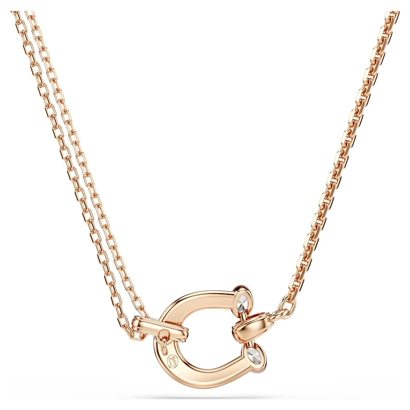 Symbolica pendant, Pavé, Horseshoe, White, Rose gold-tone plated by SWAROVSKI