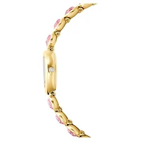 Idyllia Heart watch, Crystal bracelet, Pink, Gold-tone finish by SWAROVSKI