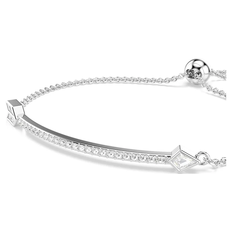 Idyllia bracelet, Mixed cuts, Arrow, White, Rhodium plated by SWAROVSKI