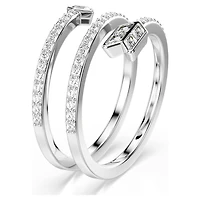 Idyllia motif ring, Mixed cuts, Arrow, White, Rhodium plated by SWAROVSKI