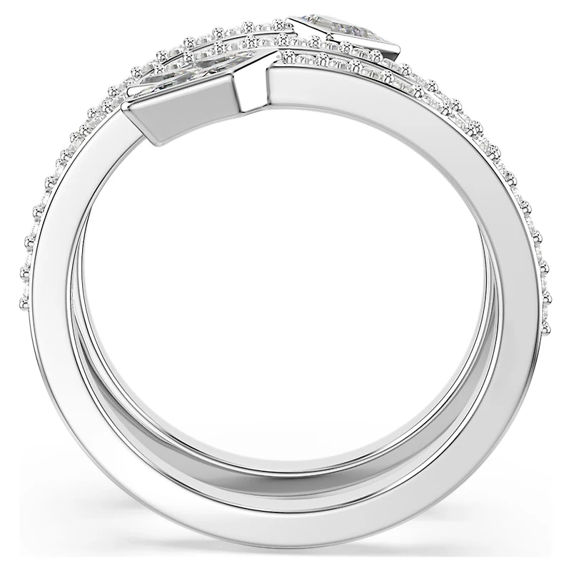 Idyllia motif ring, Mixed cuts, Arrow, White, Rhodium plated by SWAROVSKI