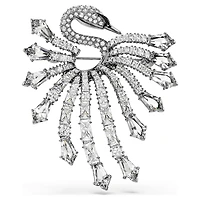 The Vienna Collection brooch, Swan, White, Ruthenium plated by SWAROVSKI