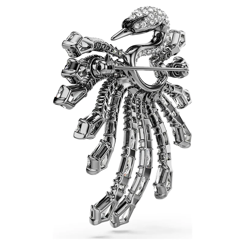 The Vienna Collection brooch, Swan, White, Ruthenium plated by SWAROVSKI
