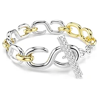 Dextera bracelet, Round cut, T-bar, White, Mixed metal finish by SWAROVSKI