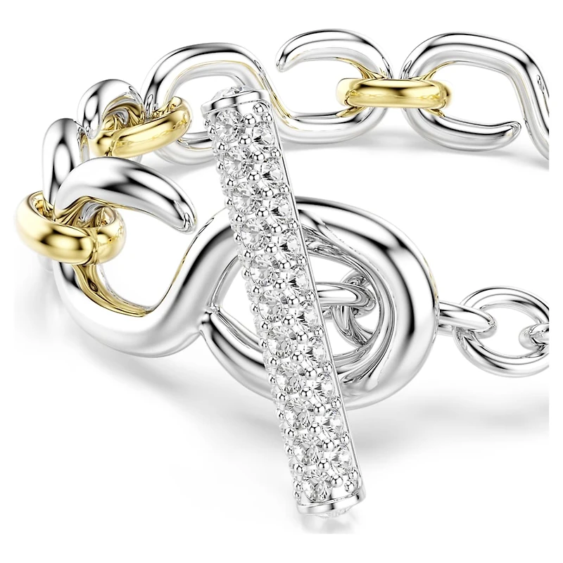 Dextera bracelet, Round cut, T-bar, White, Mixed metal finish by SWAROVSKI