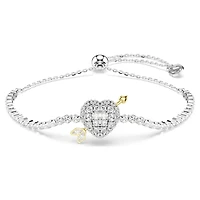 Idyllia bracelet, Mixed cuts, Heart with arrow, White, Rhodium plated by SWAROVSKI