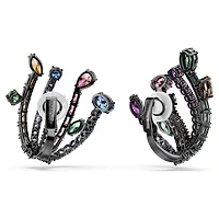 Matrix clip earrings, Mixed cuts, Bouquet, Multicoloured, Ruthenium plated by SWAROVSKI