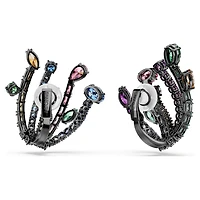 Matrix clip earrings, Mixed cuts, Bouquet, Multicoloured, Ruthenium plated by SWAROVSKI