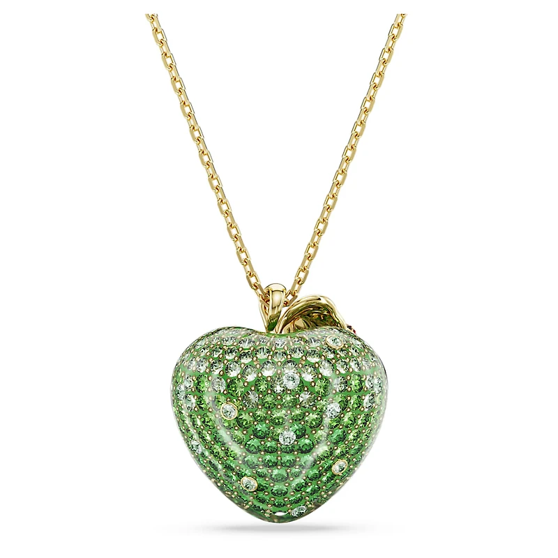 Idyllia pendant, Mixed cuts, Apple, Green, Gold-tone plated by SWAROVSKI