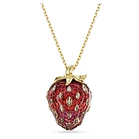 Idyllia pendant, Mixed cuts, Strawberry, Red, Gold-tone plated by SWAROVSKI
