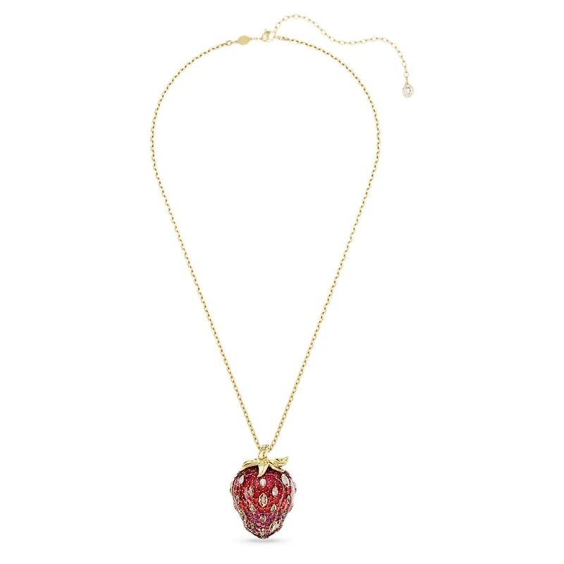 Idyllia pendant, Mixed cuts, Strawberry, Red, Gold-tone plated by SWAROVSKI