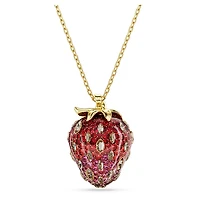 Idyllia pendant, Mixed cuts, Strawberry, Red, Gold-tone plated by SWAROVSKI