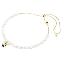Idyllia choker, Crystal pearl, Mixed cuts, Bee, White, Gold-tone plated by SWAROVSKI