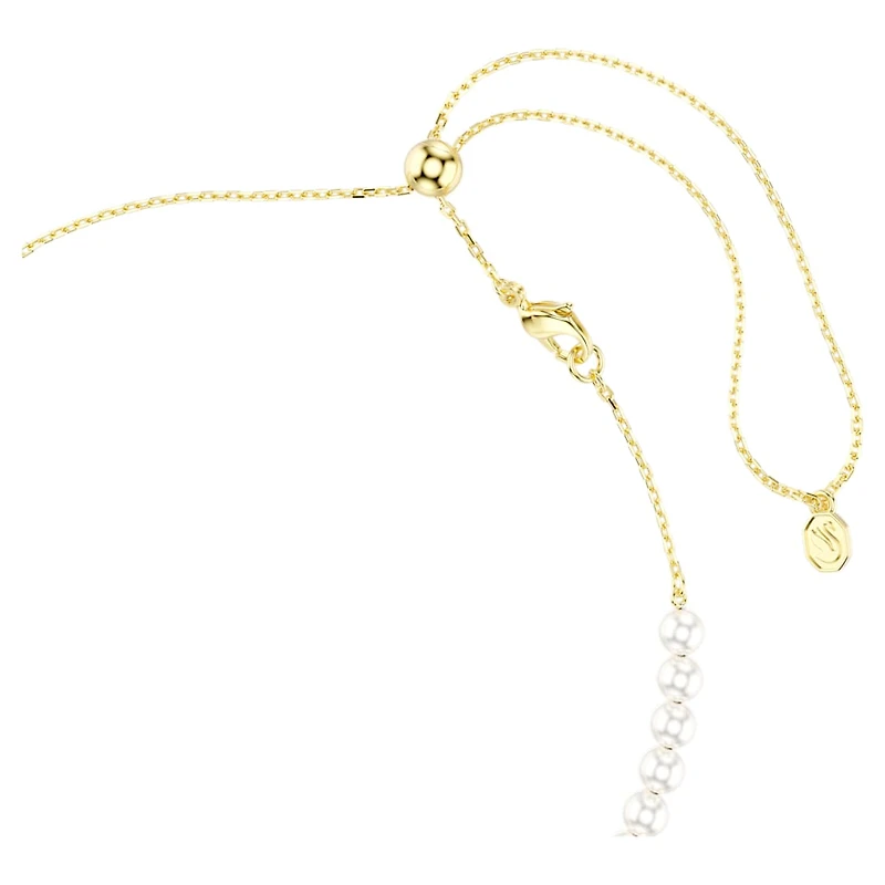 Idyllia choker, Crystal pearl, Mixed cuts, Bee, White, Gold-tone plated by SWAROVSKI
