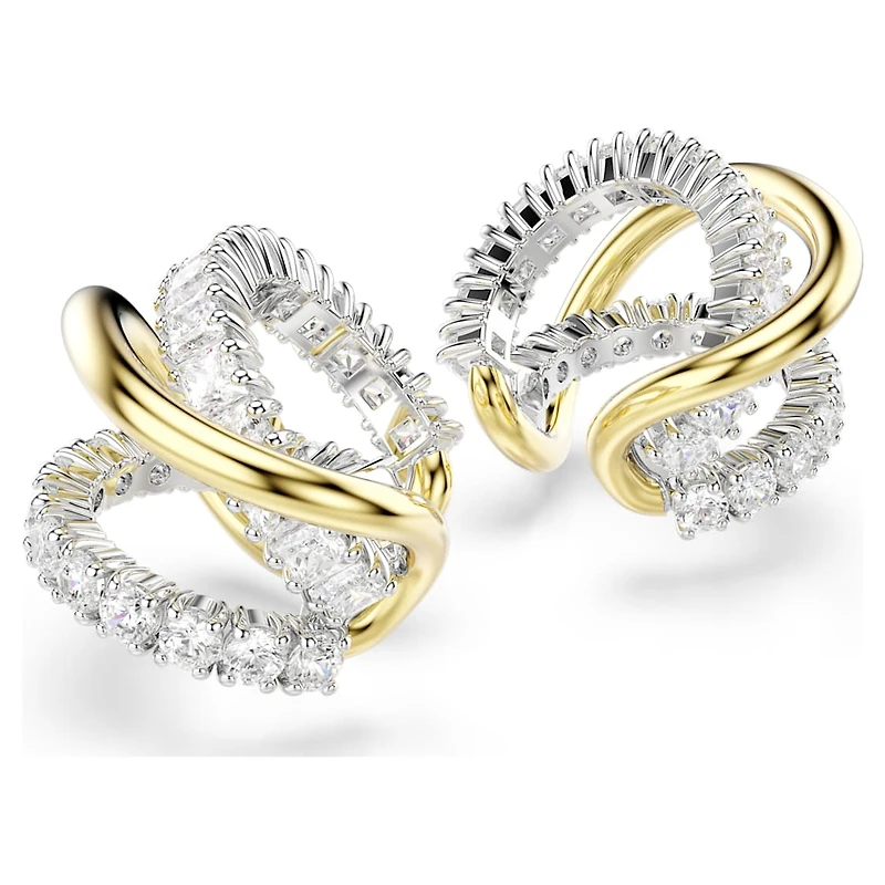 Hyperbola ear cuffs, Mixed cuts, White, Mixed metal finish by SWAROVSKI