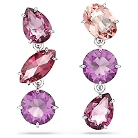 Gema drop earrings, Mixed cuts, Pink, Rhodium plated by SWAROVSKI
