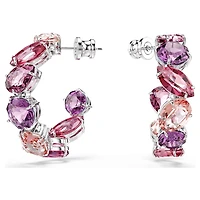 Gema hoop earrings, Pink, Rhodium plated by SWAROVSKI