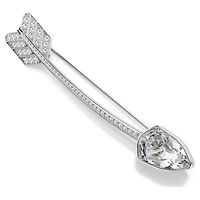 Idyllia brooch, Mixed cuts, Arrow, White, Rhodium plated by SWAROVSKI