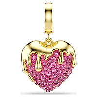Idyllia charm, Round cut, Heart, Pink, Gold-tone plated by SWAROVSKI