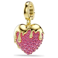 Idyllia charm, Round cut, Heart, Pink, Gold-tone plated by SWAROVSKI