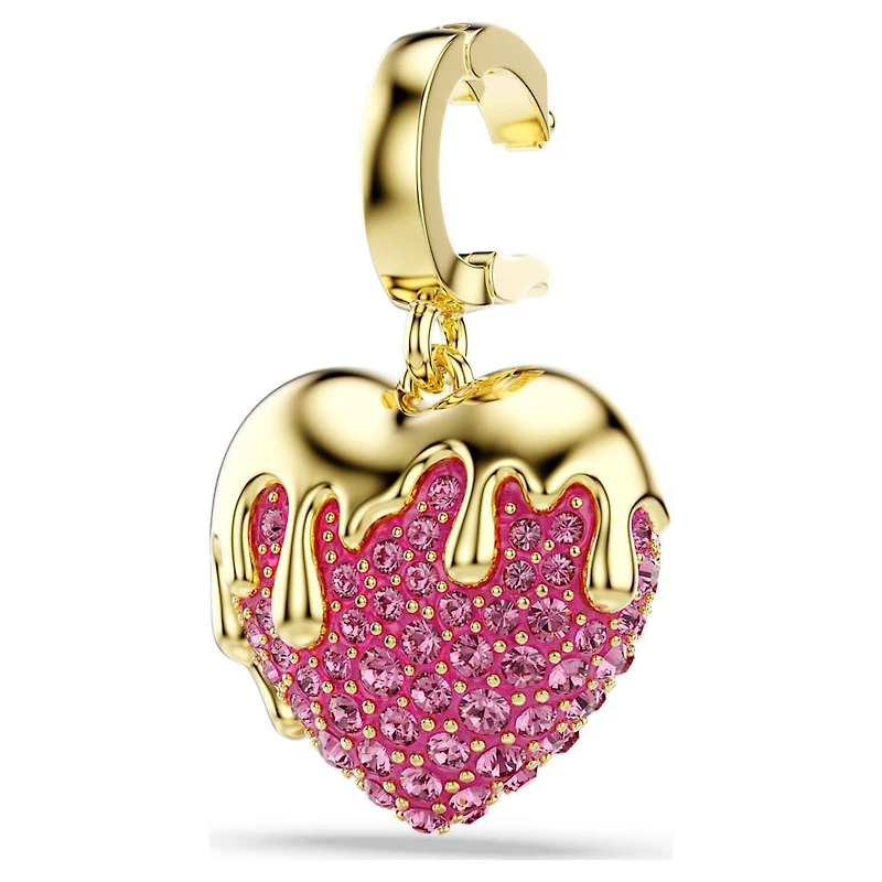 Idyllia charm, Round cut, Heart, Pink, Gold-tone plated by SWAROVSKI