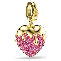 Idyllia charm, Round cut, Heart, Pink, Gold-tone plated by SWAROVSKI