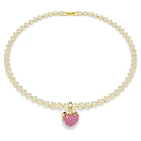 Idyllia charm, Round cut, Heart, Pink, Gold-tone plated by SWAROVSKI