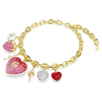 Idyllia necklace, Mixed cuts, Heart, key, Multicoloured, Gold-tone plated by SWAROVSKI