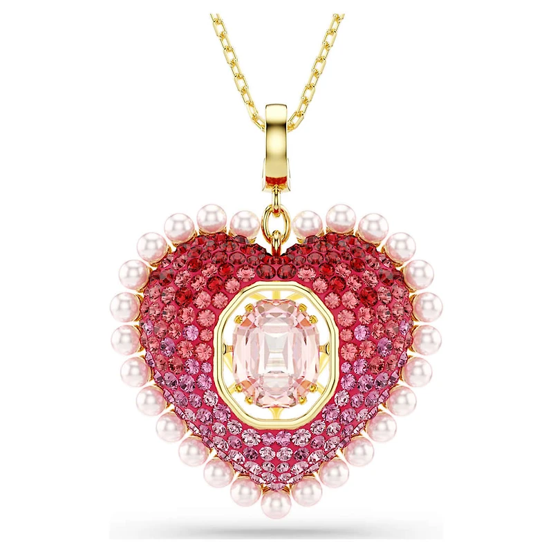 Idyllia pendant, Mixed cuts, Heart, Pink, Gold-tone plated by SWAROVSKI