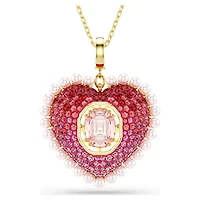 Idyllia pendant, Mixed cuts, Heart, Pink, Gold-tone plated by SWAROVSKI