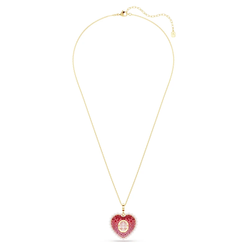 Idyllia pendant, Mixed cuts, Heart, Pink, Gold-tone plated by SWAROVSKI