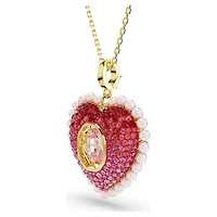 Idyllia pendant, Mixed cuts, Heart, Pink, Gold-tone plated by SWAROVSKI