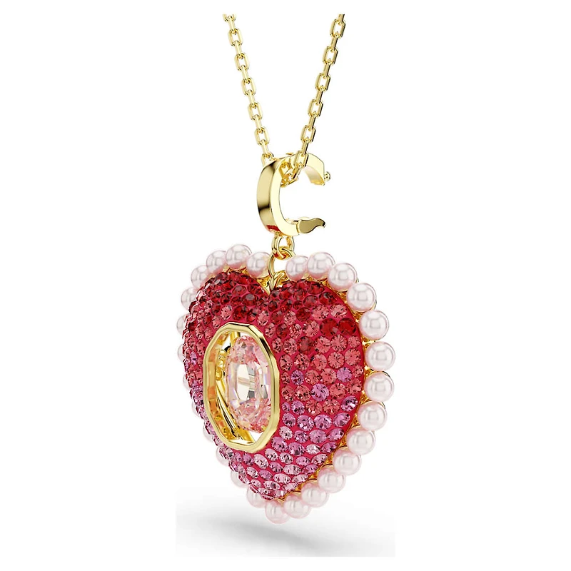 Idyllia pendant, Mixed cuts, Heart, Pink, Gold-tone plated by SWAROVSKI