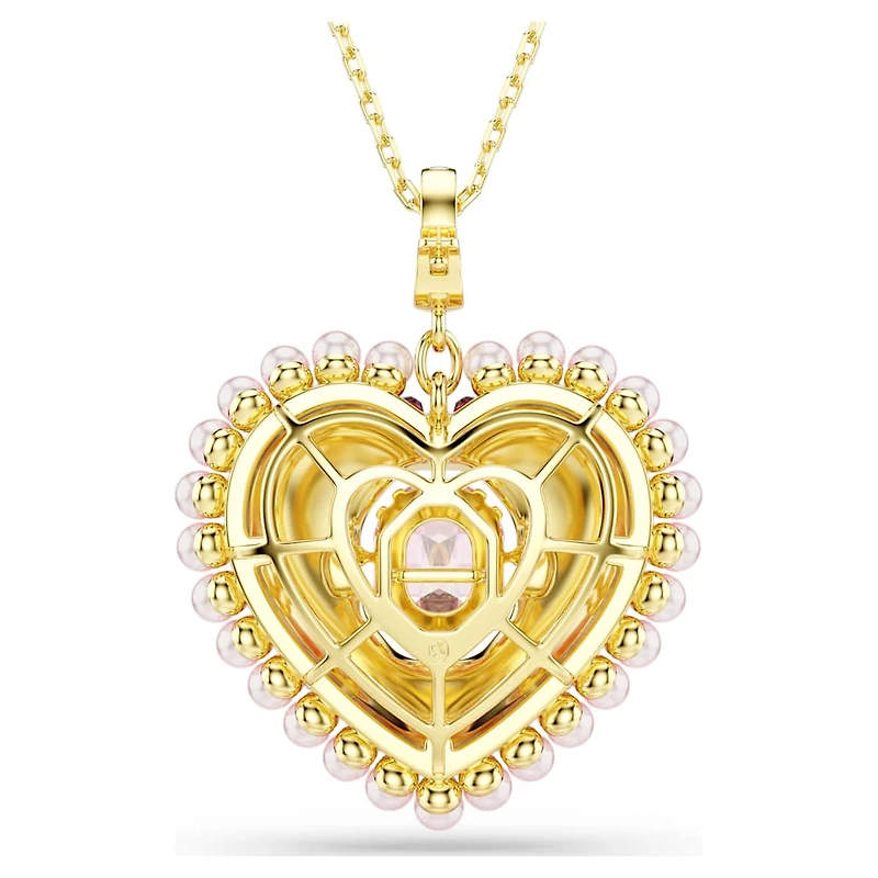Idyllia pendant, Mixed cuts, Heart, Pink, Gold-tone plated by SWAROVSKI