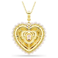 Idyllia pendant, Mixed cuts, Heart, Pink, Gold-tone plated by SWAROVSKI