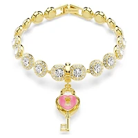 Idyllia charm, Mixed cuts, Heart with key, White, Gold-tone plated by SWAROVSKI