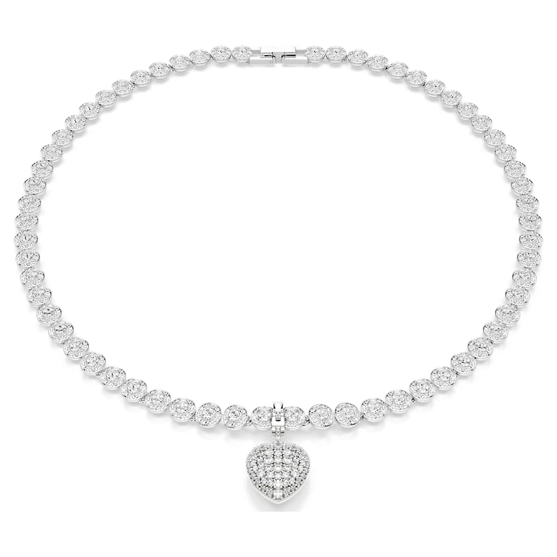 Idyllia charm, Mixed cuts, Pearl-coloured coating, Heart, White, Rhodium plated by SWAROVSKI