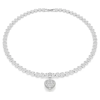 Idyllia charm, Mixed cuts, Pearl-coloured coating, Heart, White, Rhodium plated by SWAROVSKI