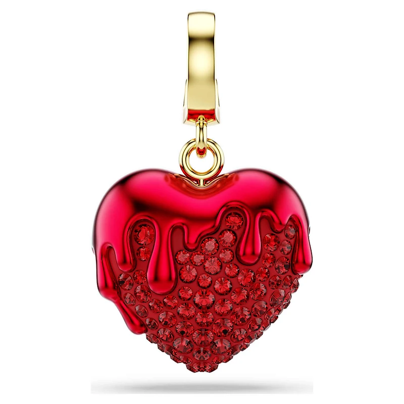 Idyllia charm, Round cut, Heart, Red, Gold-tone plated by SWAROVSKI