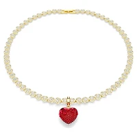 Idyllia charm, Round cut, Heart, Red, Gold-tone plated by SWAROVSKI