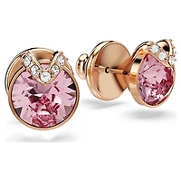 Bella V stud earrings, Round cut, Pavé, Pink, Rose gold-tone plated by SWAROVSKI
