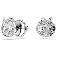 Bella stud earrings, Round cut, Pavé, White, Rhodium plated by SWAROVSKI