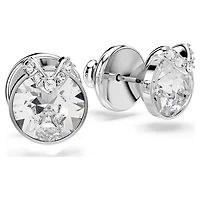 Bella V stud earrings, Round cut, Pavé, White, Rhodium plated by SWAROVSKI